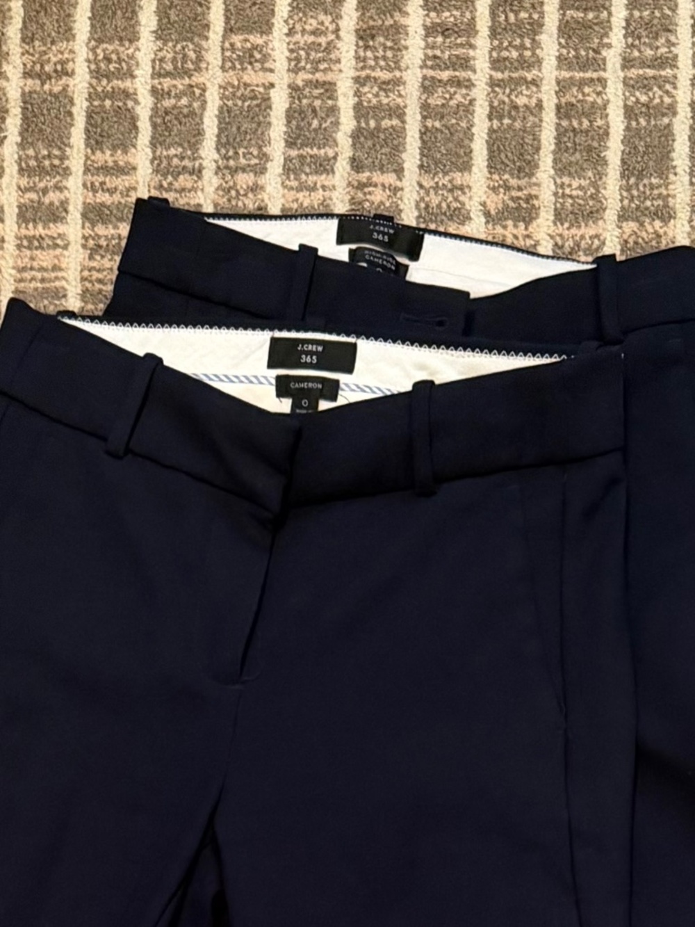 J Crew 365 Cameron and High-Rise Cameron navy blue slacks. Woman size 0